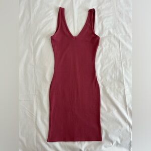 Pink Ribbed Mini Dress